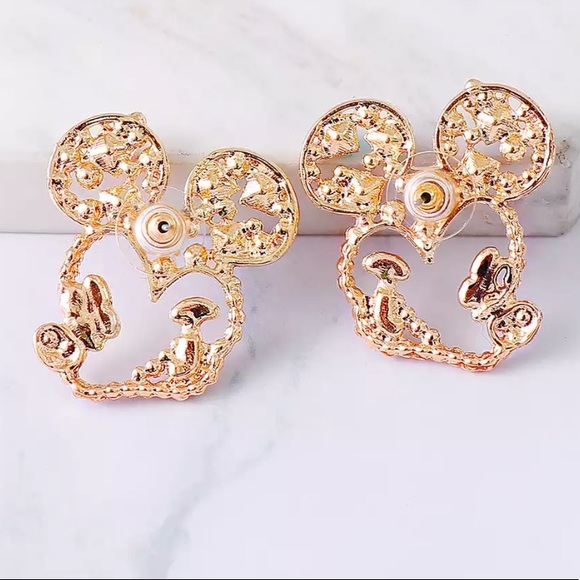 Mickey Mouse Black Gemstone Earrings - Picture 3 of 3